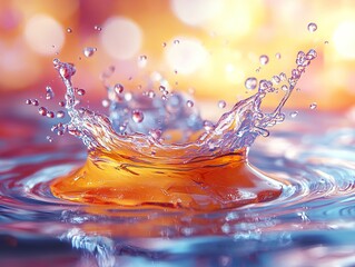 Canvas Print - Water Drop Splash with Vibrant Colors