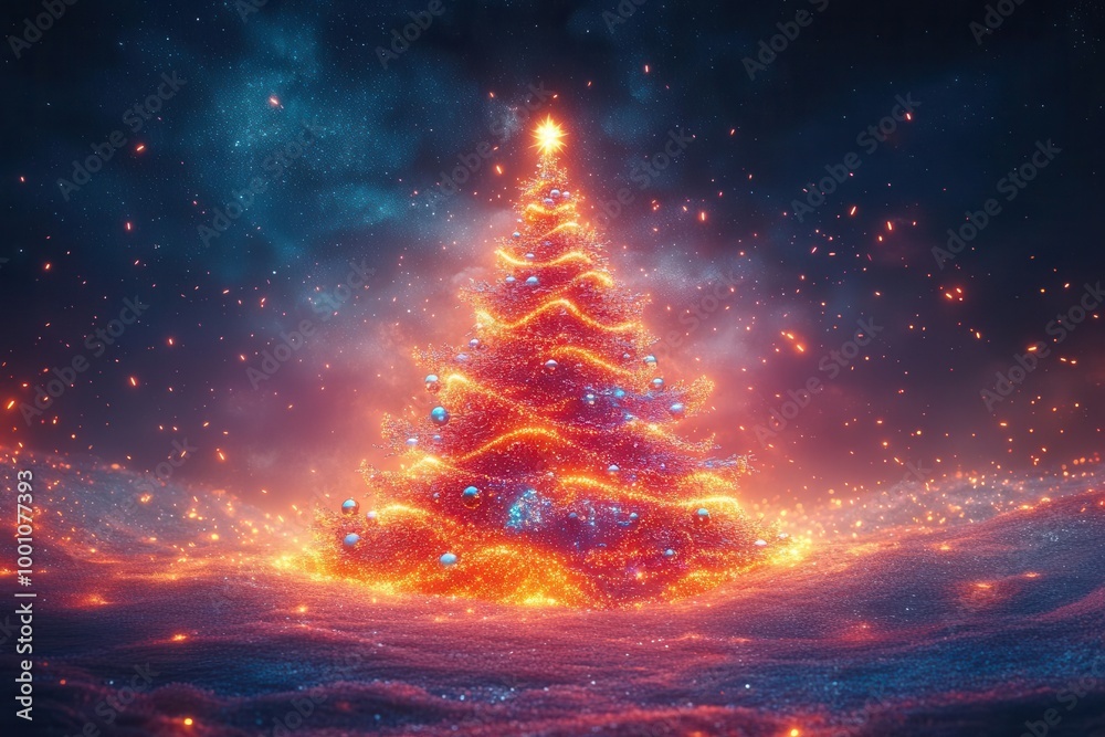 futuristic electronic christmas tree glowing with vibrant lights and ...