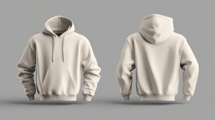 front and back cream hoodie mock up 