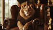 © Bipul Kumar - Majestic lion resting on leather armchair