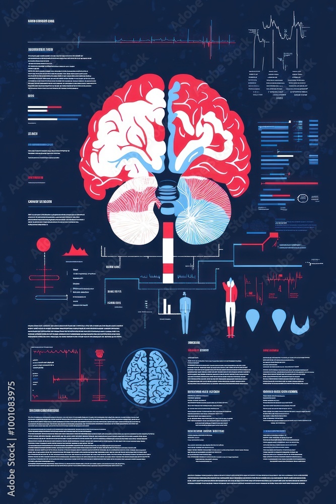 Infographic illustrating brain anatomy and functions with visual data ...