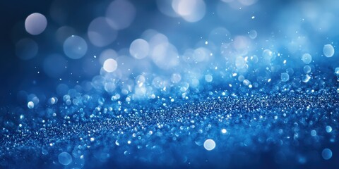 sparkling blue abstract background with glowing bokeh lights