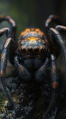 Wall Mural - Close-Up Photography of a Black and Orange Spider