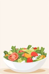 Poster - A vibrant salad bowl filled with fresh vegetables and greens, ideal for healthy eating.