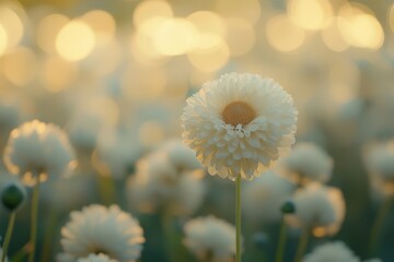 Delicate white flower blooming in field