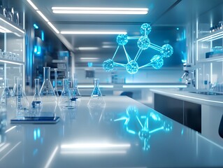Poster - Modern Laboratory with Molecular Visualization