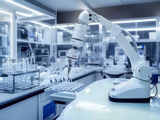 Aufkleber - Advanced Robotic Arm in High-Tech Laboratory Setting