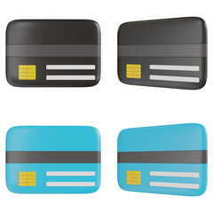 3D render of debit credit card with two colors. Transparent background