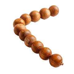 Poster - string of wooden beads forming a gentle curve, showcasing their natural beauty and craftsmanship