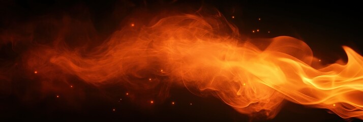 Poster - fiery flames on black background display