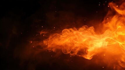 Poster - Fiery Flames on Black Background