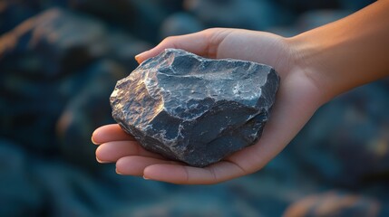 Sticker - Hand Holding a Silver Rock in Natural Setting