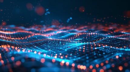 Aufkleber - A blue and orange wave pattern with many dots