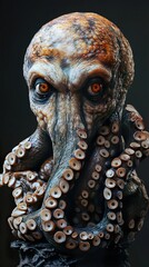 Canvas Print - Close-up of a Realistic Octopus with Intense Eyes