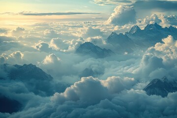 Poster - Majestic mountain peaks in the clouds