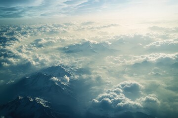 Canvas Print - Majestic mountain peaks above the clouds