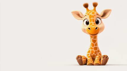 Wall Mural - cute giraffe cartoon character against white background