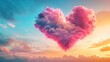 © Luminous Hub  - A heart shaped cloud glows in vibrant pink , creating a romantic and dreamy atmosphere