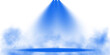 © Orange Sky - Stage with directional blue light and light smoke on transparent background, neon light, empty stage and studio room with floating blue smoke. For product demonstrations. PNG.