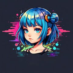 Anime Girl with Blue Hair