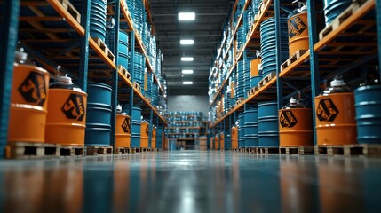 Poster - Colorful Storage Facility with Industrial Drums