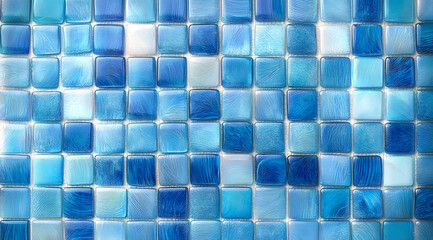 Wall Mural - This oceanthemed mosaic features stunning blue tiles that enhance aesthetic depth, creating a soothing atmosphere ideal for bathrooms, kitchens, and other spaces for a refreshing touch