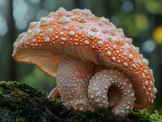 Poster - Stunning Close-Up of a Red Mushroom with White Spots