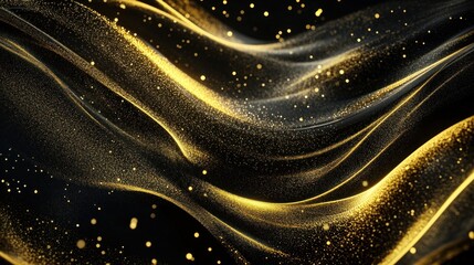 Poster - Golden Waves Abstract Background