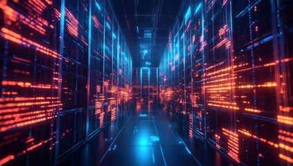 Data Center Hallway - A Glimpse into the Digital World