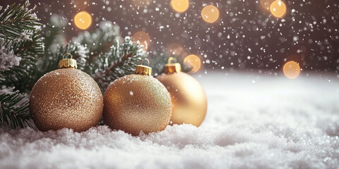 Wall Mural - christmas balls on a golden christmas background. ready for product montage.