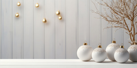Wall Mural - christmas balls on a festive background. christmas banner.