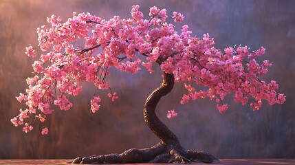 Sticker - Blooming Cherry Blossom Bonsai Tree