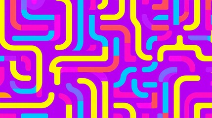 Poster - Vibrant Abstract Line Maze Design, a dynamic and colorful patterned background featuring intricate maze-like lines, perfect for creative projects and text placement.
