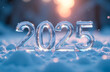© Kislinskaia - The numbers 2025 made of ice stand on the snow on a winter evening.