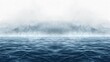 © Truprint - Watercolour banner, Abstract artwork depicting serene and misty ocean scene with calm, deep blue waves and foggy horizon blending into sky. tranquility and vastness, for peaceful