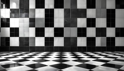 Timeless elegance of a checkered floor in striking black and white contrast