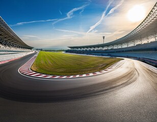 The motor sport asphalt race track navigates a double turn, a challenging segment that demands skill and precision from drivers as they negotiate the curves