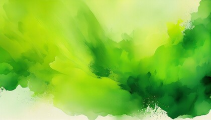 Vibrant lime green abstract watercolor background illustration