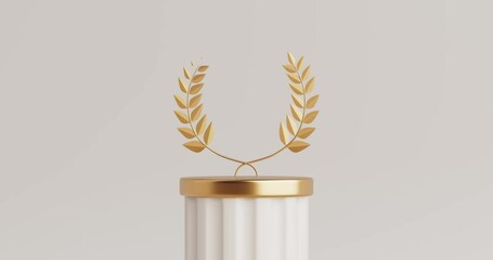 Aufkleber - 4k Resolution Video: Empty Golden Laurel Winner First Place Stage Mockup  on a White Background with Alpha Mate
