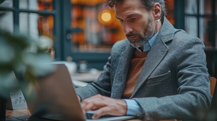 Poster - Businessman, A busy real estate agent working on their laptop.
