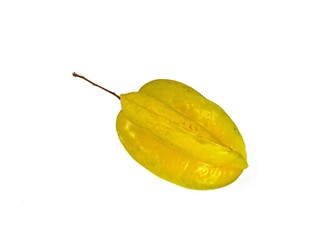 Starfruit, Belimbing (Averrhoa carambola) is a species of tree in the Oxalidaceae family native to tropical Southeast Asia. Starfruit (Averrhoa carambola) on white background.