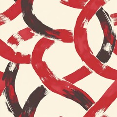 Poster - The vivid interplay of red and black brush strokes forms a dynamic and abstract pattern, evoking a sense of creativity and energy