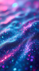  - A mesmerizing abstract background showcases futuristic holographic textures that dynamically shift between bright teal and pink, creating a captivating visual effect