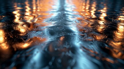Poster - The image is a reflection of a body of water with a dark blue background