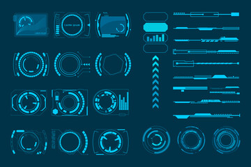 Fototapete - abstract technology futuristic concept HUD interface hologram elements of digital data, circle technology, Elements Basic Communication Concept Set.
