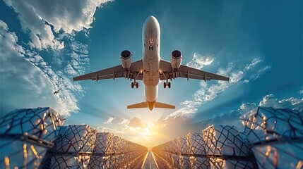 Poster - Plane, Emergency supply chain logistics by air, showcasing the rapid deployment of essential supplies in response to emergencies.