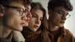 © VK Studio - A group of young adults in cozy autumn attire, gazing pensively into the distance, capturing the essence of thoughtful companionship.