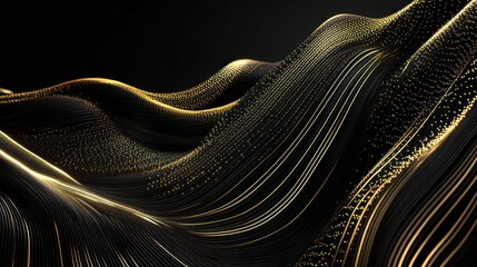 Poster - Abstract Gold and Black Waves