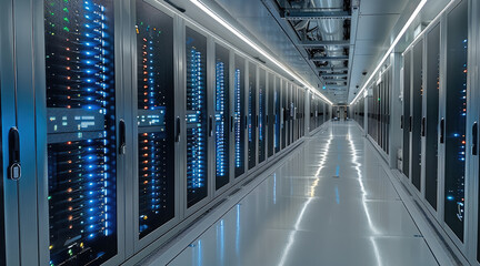 Wall Mural - Servers inside a AI data center.