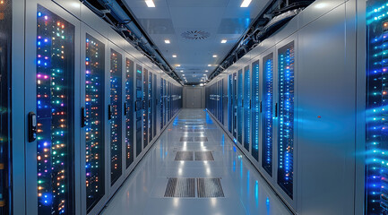 Wall Mural - Servers inside a AI data center.